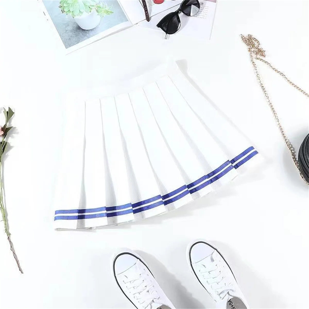 Fashion Preppy Style Pleated Skirts Women 2025 Spring Summer New A Line Short Dress Sweet Girl High Waist Petchwork Skirt Street