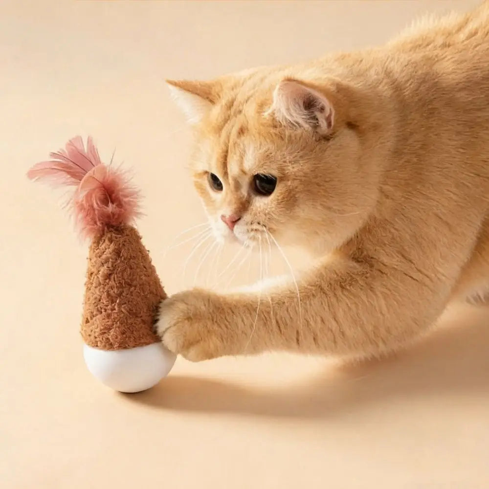 Creative Feather Tumbler Wobbler Wobbler Design Non-toxic Cat Supplies Bite-resistant Attractive Interactive Cat Solo Play