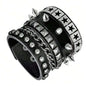 Vintage Leather Bracelets Punk Row Cuspidal Spikes Rivet Stud Wide Cuff PU Leather Punk Gothic Rock Unisex goth accessories