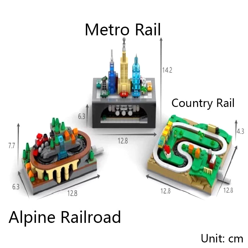 MOC Building Blocks Hand-Cranked Train Track Building Blocks Model Train Building Blocks Assembled Boys and Girls Toys Ornaments