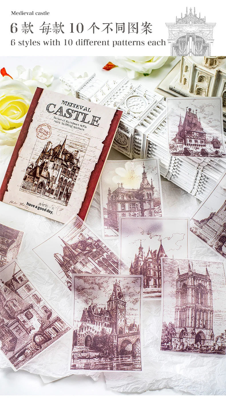 10pcs/lot Memo Pads Material Paper Medieval Castle Journal Scrapbooking paper Card Background Decoration Paper