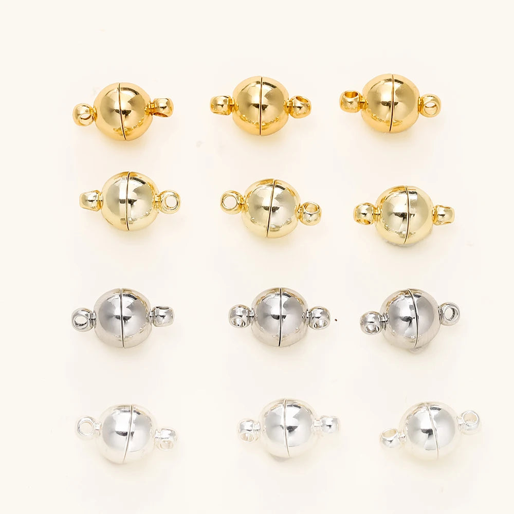 4/6pcs/lot 8*14MM 14K/18K Gold Plated Metal Brass Magnetic Bracelet Clasp Beads for DIY Jewelry Making Findings Accessories