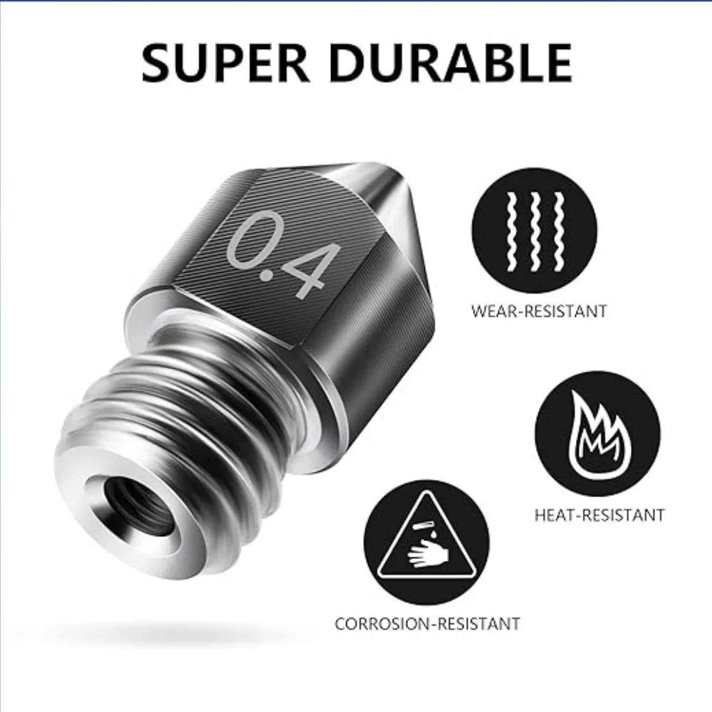 Creality MK8 Nozzle 5PCS 0.2/0.4/0.6/0.8/1.0mm M6 Threaded Stainless Steel for 1.75mm Filament 3D Printer Extruder Print Head