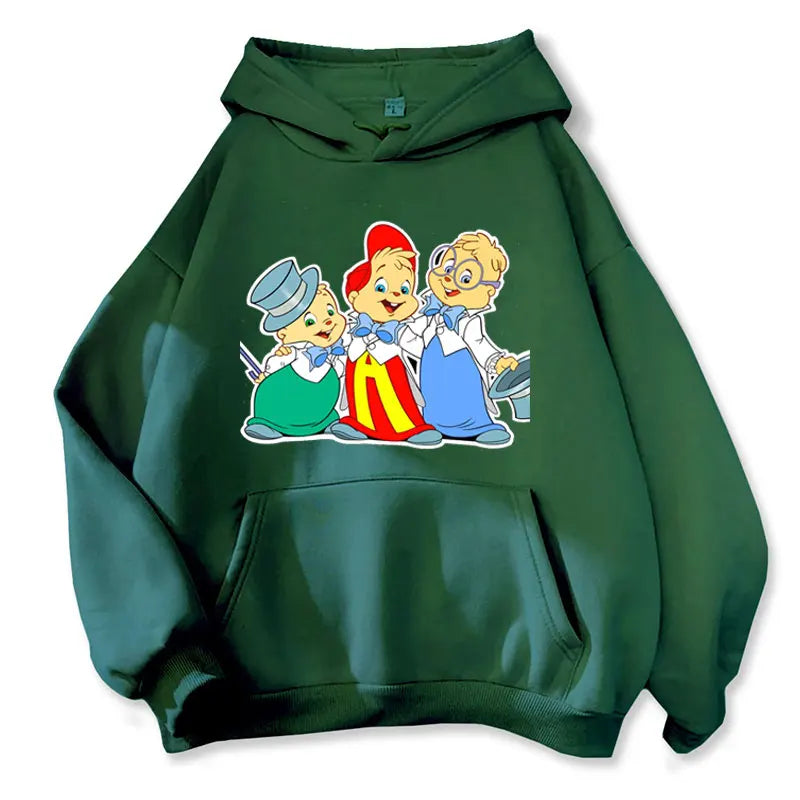 2025 Fashion Unisex Casual Sportswear Women's Hoody Alvin Chipmunk Halloween Costume Women's Pullover Fashion Trend