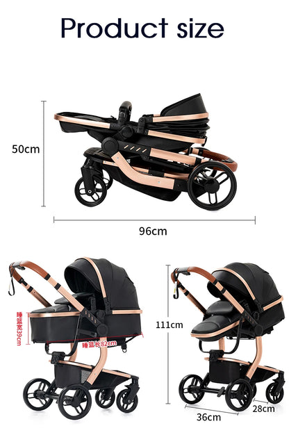 Baby pram Lightweight stroller Baby carriage PU 3in1 stroller Baby stroller 3-in-1 Baby carriage strollers for baby light carts