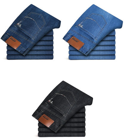 Plus Size 28-42 Men's Jeans Spring Summer Thin Business Classic Stretch Straight Denim Pants Male Brand Casual Loose Trousers