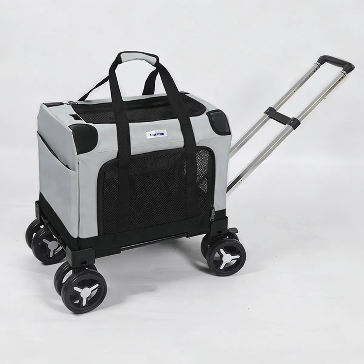 Large Wheel Breathable Pet Rolling Carrier Large Capacity Travel Bag For Two Cats Dogs Portable Car Pet Stroller