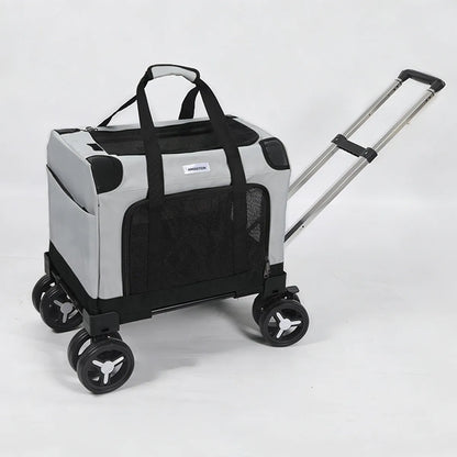 Large Wheel Breathable Pet Rolling Carrier Large Capacity Travel Bag For Two Cats Dogs Portable Car Pet Stroller