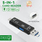 6-in-1 USB 3.0 & Type-C Card Reader OTG – Multi-function SD/TF/Micro SD Card Adapter with USB 3.0 Port, High Speed Data Transfer