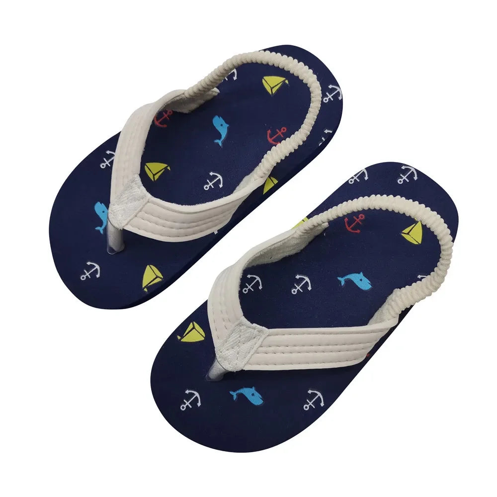 Children Flip Flops Shoes Cartoon Summer EVA Soft Sole Indoor Bathing Anti Fall Girls and Boys Sandals Beach and Pool Slippers
