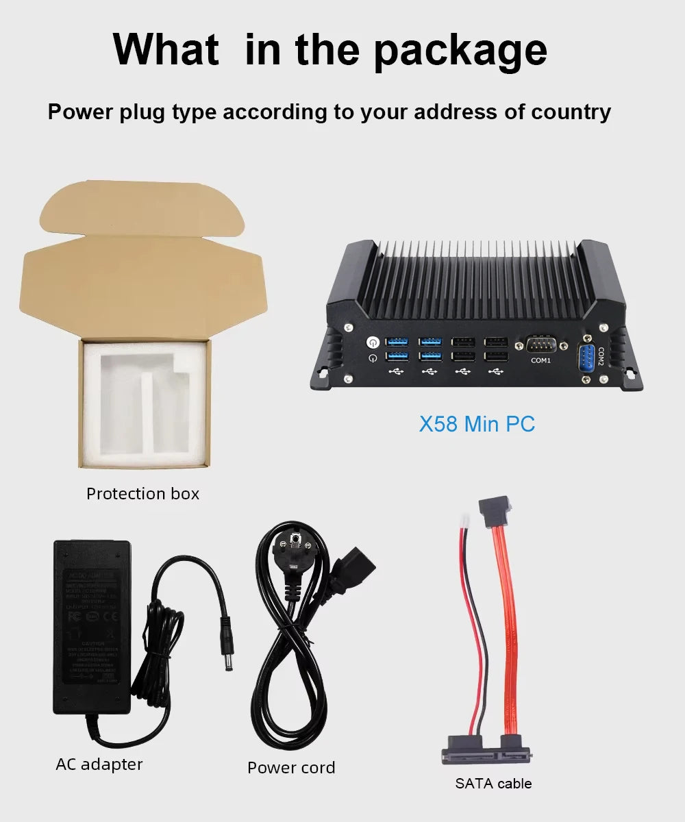 XCY Fanless IoT Industrial Mini PC Intel Core I5-1335U 2x COM RS232 2x LAN 8x USB WiFi SIM 4G LTE Windows 10/11 Linux PXE WOL