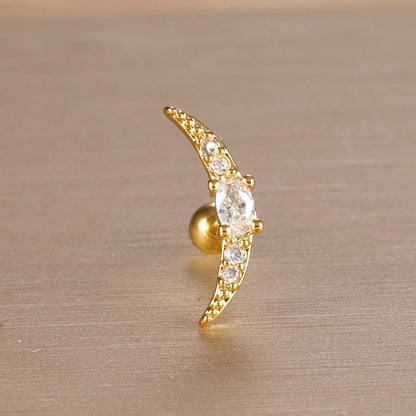 1PC 316L Stainless Steel Geometry Stud Earrings For Women Fashion Star Moon Lobe Daith Helix Cartilage Earring Piercing Jewelry