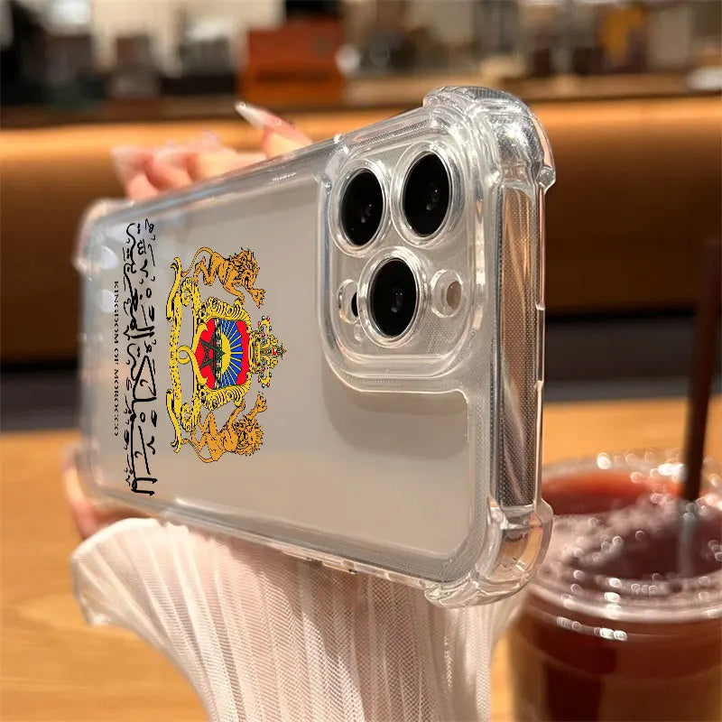 Morocco Flag Passport Coat Phone Case Clear For iPhone 17 16 14 15 11 12 13 Pro Max 16E 15 16 Plus 17 Air Soft Shockproof Cover