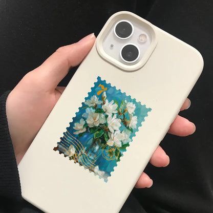 50Pcs Retro Flower Stamps Aesthetic Stickers Graffiti Decals for Scrapbooking Notebook Travel Luggage Bike Phone Sticker﻿