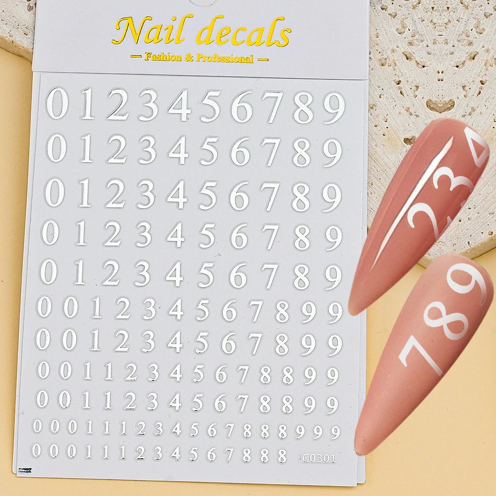 3D Glittery Gothic Letter Design Nail Art Stickers Uppercase Alphabet Letters Artistic Designs DIY Nail Art Decals Decoration #1