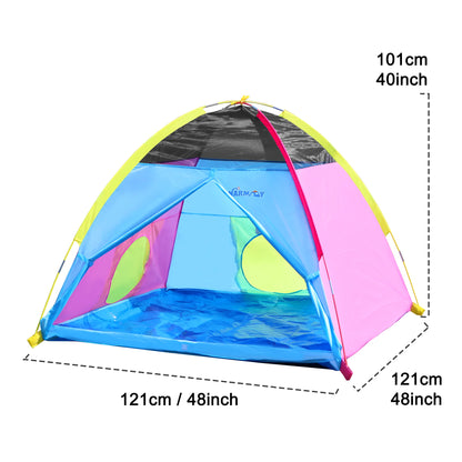Kids Play Tent Indoor Outdoor Playhouse Tents for Boys And Girls Children's Game Center with Mesh Top & Tunnel Doors