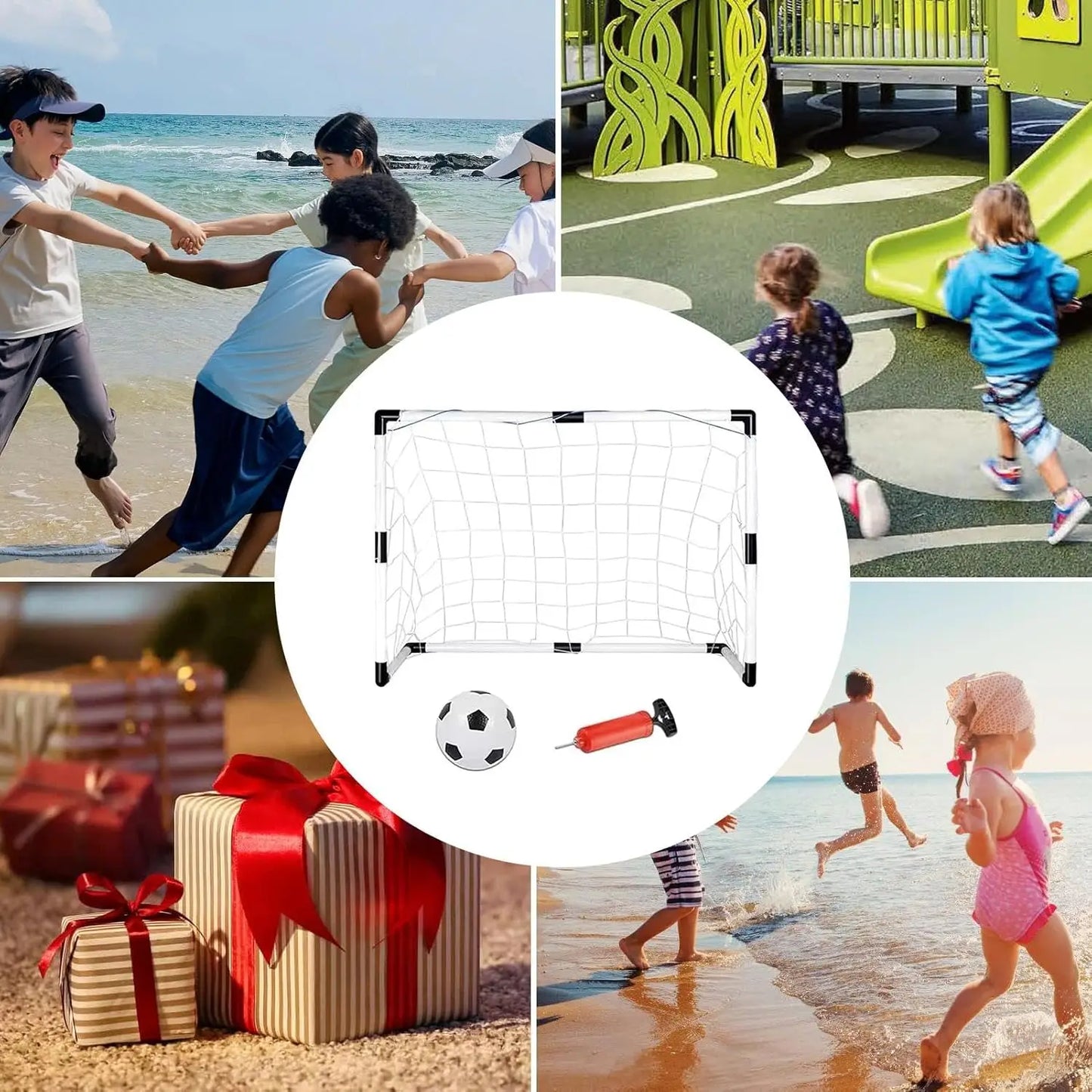 Portable Folding Soccer Goal Net Set Kids Indoor Outdoor Sports Toy Football Training Equipment with Ball Boys Girls Gift
