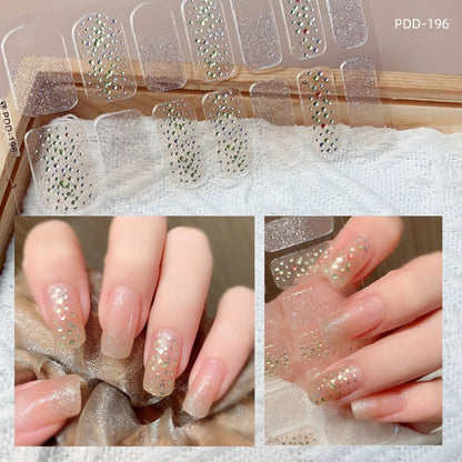 1PC Gel Nail Sticker Patch Slider Flower Gradient Color Back Glue Full Cover Waterproof Gel Nail Sticker UV Lamp Curing Manicur