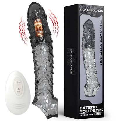 Penis Extension Sleeve Vibration Extend Adult Sex Toys Reusable Penis Sleeve Delay Ejaculation Dick Sleeve Sex toys for Men 18+