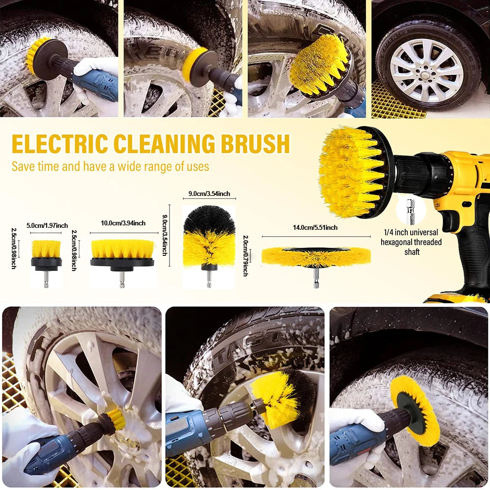 Podofo 20 Pcss Car Cleaning Set  Electric Drill Bit with Cleaning Brush Frosting Brush Accessory  Cleaning Comprehensive Accessories Tool Kit Car Cleaning Gel Lint-Free