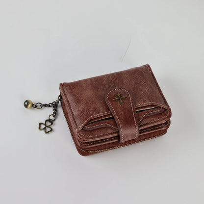 Women's short European and American fashion buckle wallet zipper coin purse