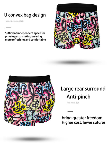 5-Pack Fashionable Men's Boxer Shorts, Comfortable, Soft, Fashionable, Printed, Casual and Versatile Men's Underwear