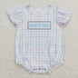Wholesale Baby Girl Newborn Birthday Balloons Romper Bubble Embroidery Pink Plaid Bows Jumpsuit Kids Toddler Summer Clothes
