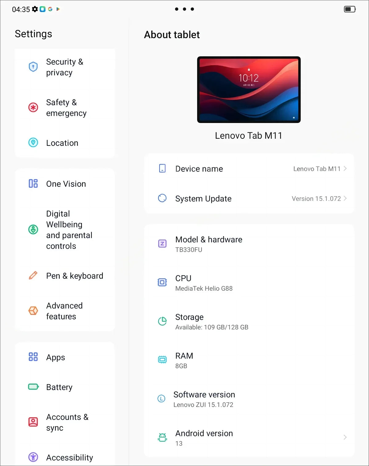 Global ROM Lenovo Tab M11 K10 11” 90Hz Display Android 13 L1 MediaTek Helio G88 8GB/128GB 7040mAh Battery 4G LTE Tablet 2025