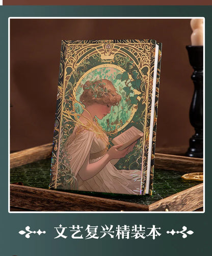 Renaissance A5 Notebook,Oil Painting Hardcover Illustrations,Full-Color Handbook,128 Sheets/Book,100GSM,Professional Handbook