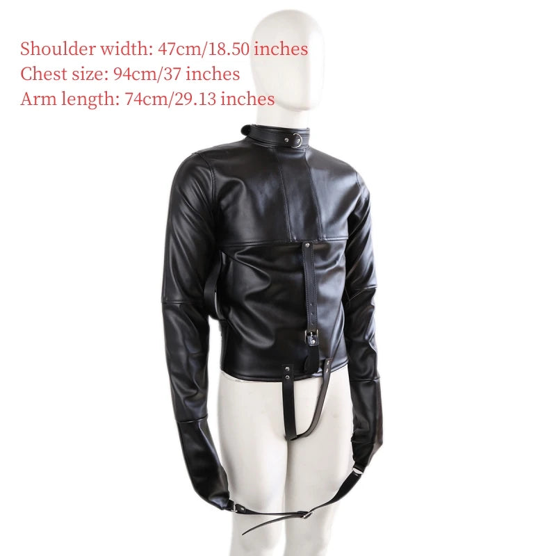 BDSM Leather Lingerie Straitjacket with Crotch Strap BDSM Bondage Body Harness Adult Game Straight Jacket Sex Toys for Women