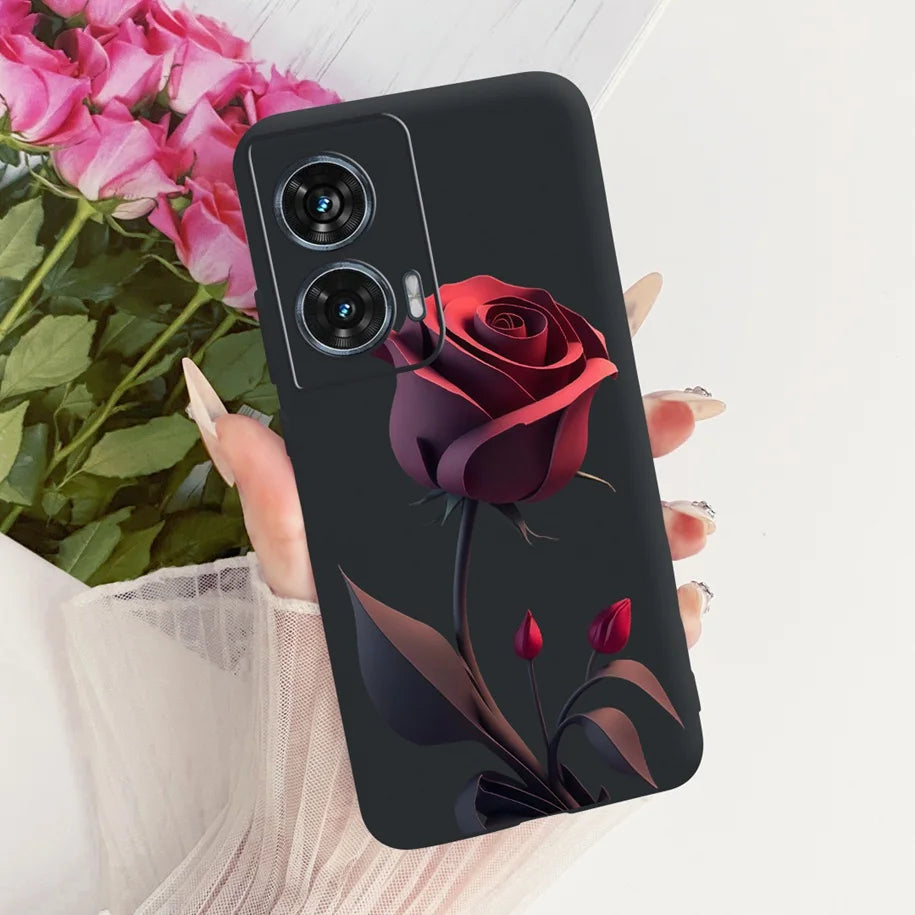 Case For Motorola Edge 50 Fusion Cover XT2429-1 Popular Flower Soft Black Silicone Phone Cases For Motorola G96 5G MotoG96 Funda