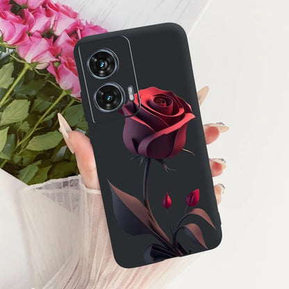 Case For Motorola Edge 50 Fusion Cover XT2429-1 Popular Flower Soft Black Silicone Phone Cases For Motorola G96 5G MotoG96 Funda