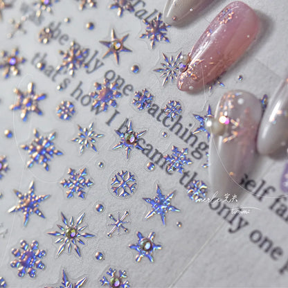 5D Laser Christmas Nail Stickers Crystal Diamond Nail Stickers Retro Gilded Snowflakes Self Adhesive Nail Art Decoration Sticker