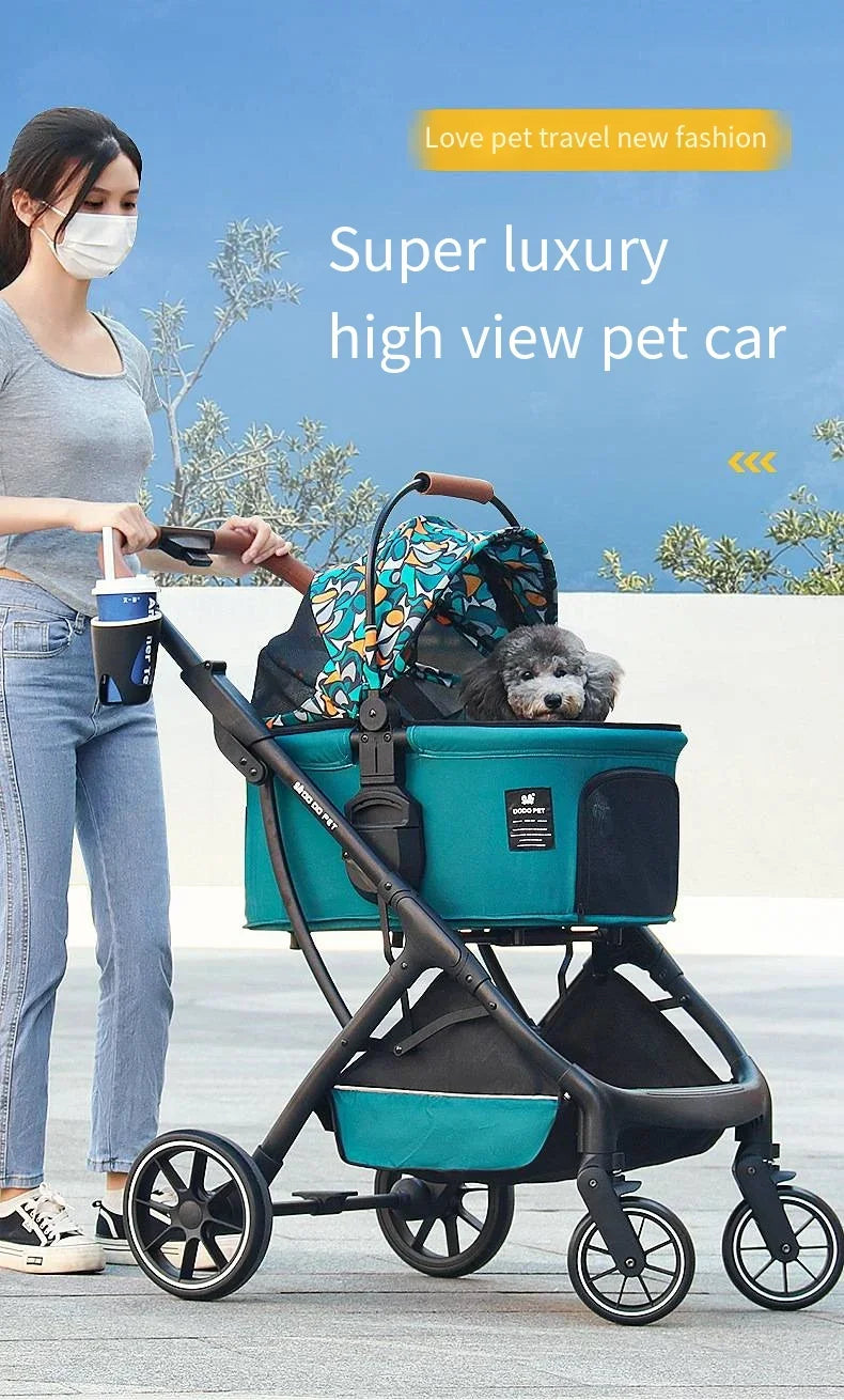 2026 New Dog Stroller Lightweight Foldable Separable Pet Cart, 21.5cm Large Wheel Safe Box for Cat Dog Outdoor Travel 강아지 유모차