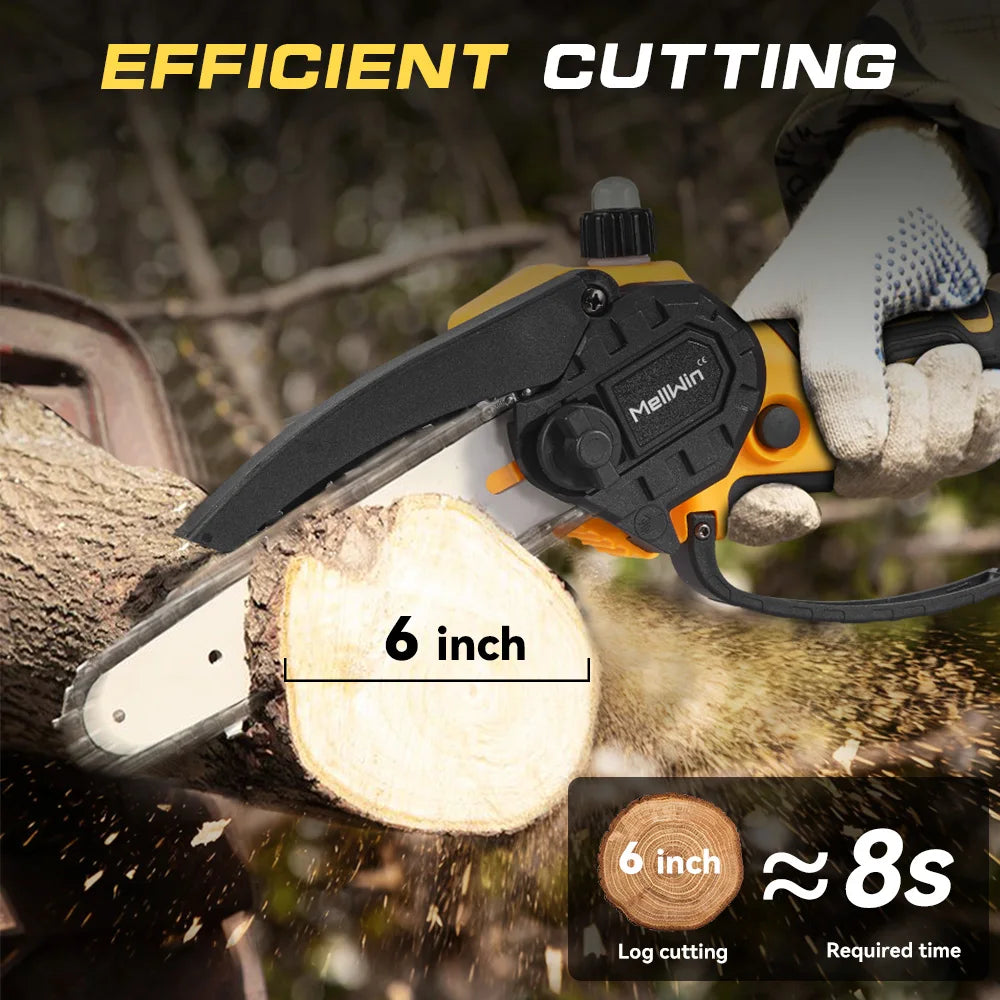 MELLWIN 6 Inch Cordless Electric Chain Saw Garden Mini Pruning saw Woodworking Electric Cutting Saw For Makita 18V Battery Pin