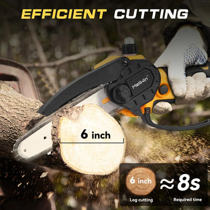 MELLWIN 6 Inch Cordless Electric Chain Saw Garden Mini Pruning saw Woodworking Electric Cutting Saw For Makita 18V Battery Pin