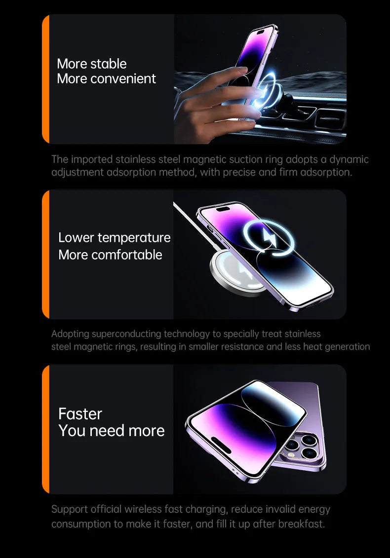 For iphone 16 15 Pro Max Case Raw Titanium Magnetic MagSafe wireless charge Metal frosting Original color protective back cover