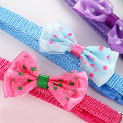 Fashionable bow dog and cat collar soft and comfortable pet accessory set with bell universal collar for cats and dogs