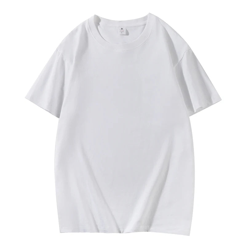 Cotton Short Sleeved T-shirt Summer Round Neck Loose and Base Shirt for Men Women Basic Tee