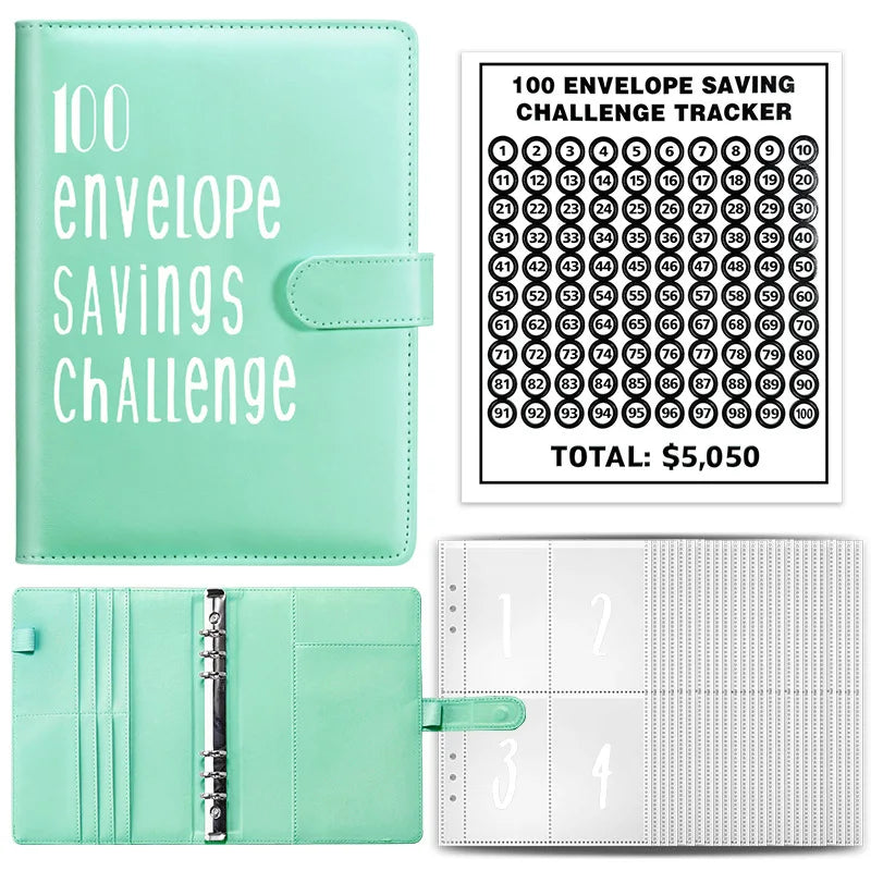 Save Savings Challenges Loose-Leaf Binder Budget Binder with Cash Envelopes Money Organizer System 100 Envelope Challenge Binder