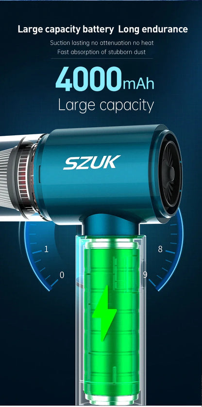 SZUK Portable Car Vacuum Cleaner 165000Pa Powerful Wireless Vacuum Cleaner Strong Suction Handheld Mini Vacuum Cleaner for Car