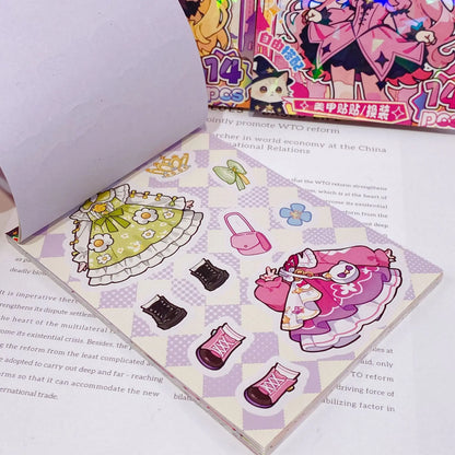 Creative Nail Art Stickers, Featuring Fashionable Girls with Beautiful and Cute Hands, Fun Children's Material Stickers, Witch Dress-Up Girl-Themed High-Appearance Cute Handbook Stickers, and Interesting Children's Material S