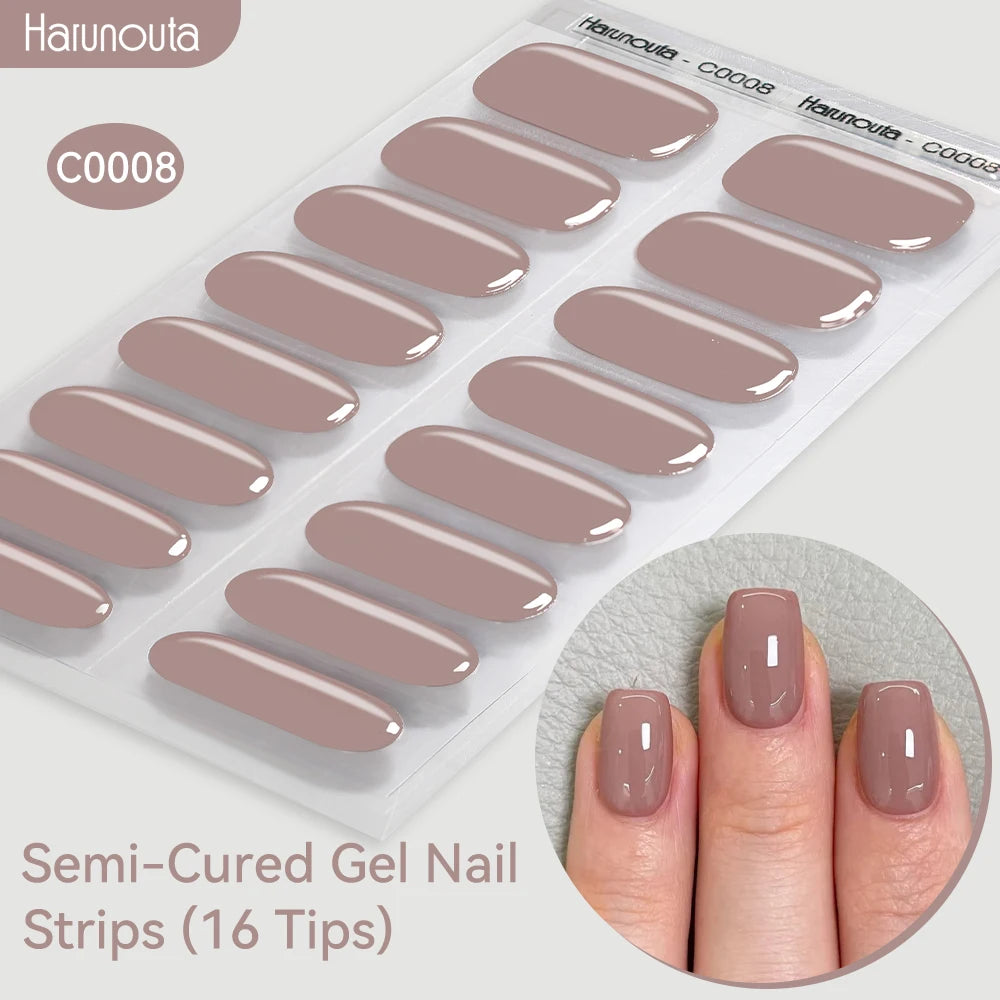 Gradient Auroras Semi Cured Gel Nail Strips Sparkly Shinning DIY Gel Polish Stickers for Nails Works with UV/LED Nail Lamps
