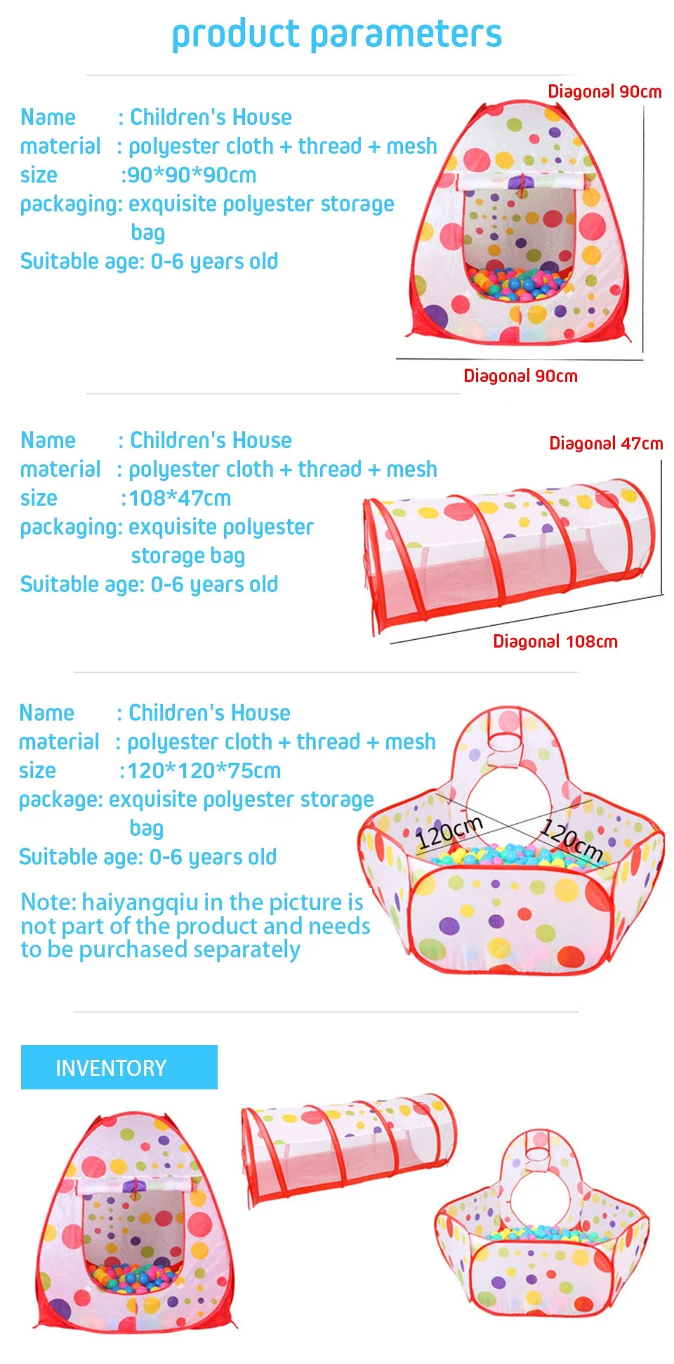 IMBABY 3 in 1 Ball Pool Folding Tent Tunnel for Children Ball Pit Playpen Crawling Tunnel Playground Corral Demgames Games Fence