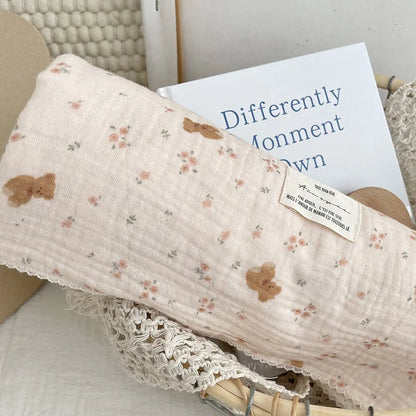 Baby Blanket Floral Soft Cotton Muslin Newborn Swaddle Wrap Receiving Blanket Quick Dry Bath Towel Baby Stroller Cover