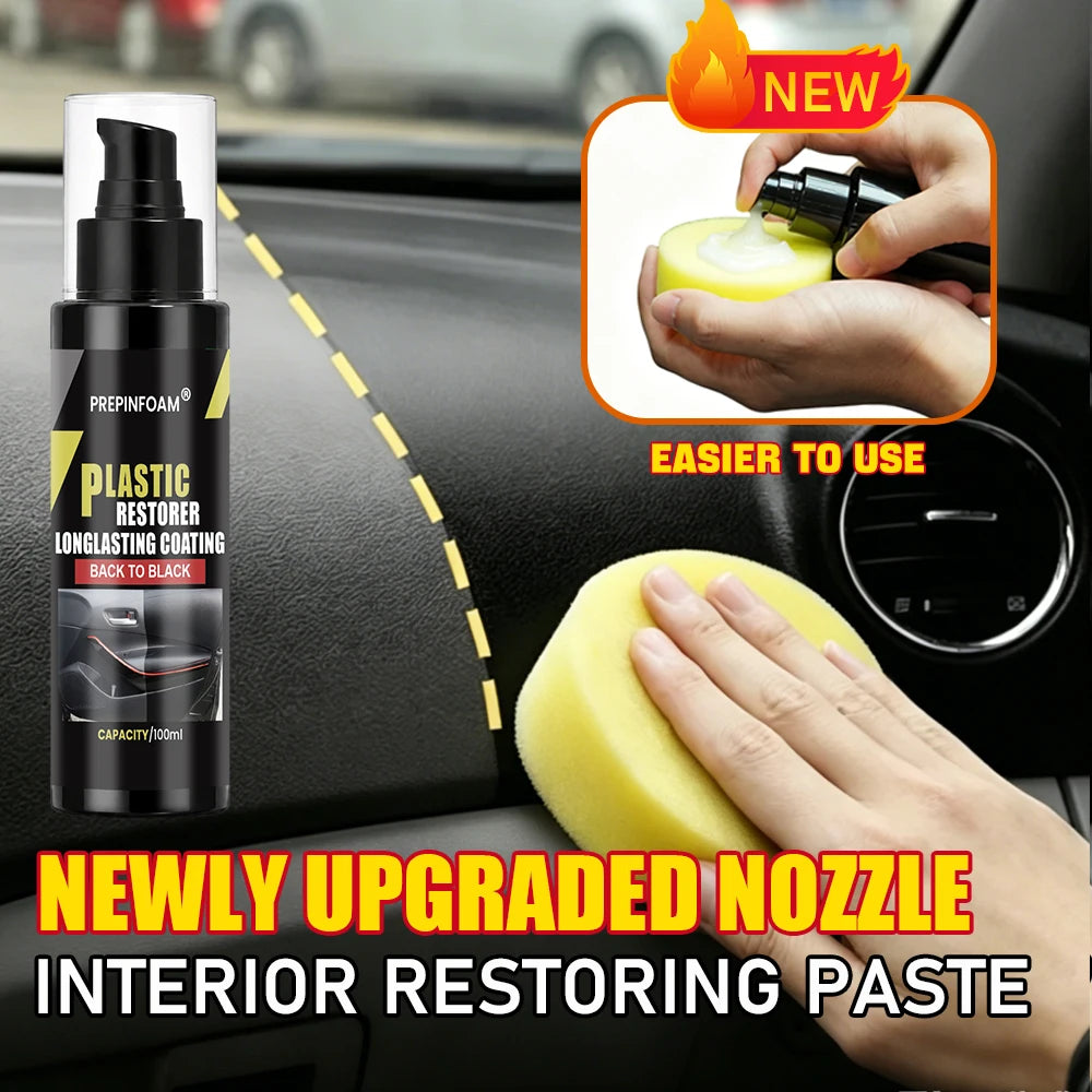 Car Plastic Leather Restorer Spray Polish Cleaner Coating Agent Back To Black More Gloss Car Cleaning Products P5