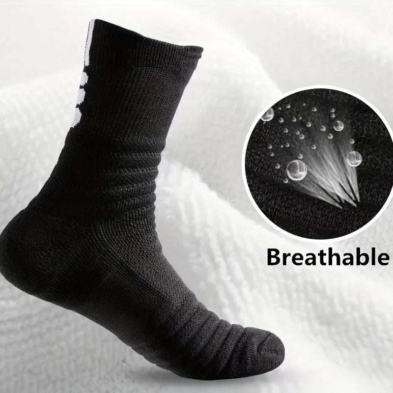 3pairs/Lot Men's Socks Compression Stockings Breathable Basketball Sports Cycling Socks Moisture Wicking High Elastic Tube Socks