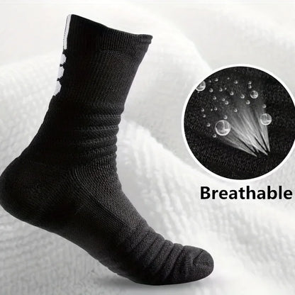 3pairs/Lot Men's Socks Compression Stockings Breathable Basketball Sports Cycling Socks Moisture Wicking High Elastic Tube Socks