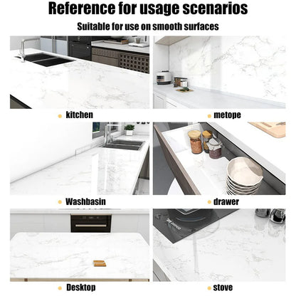 55CM DIY Adhesive Wall Wallpaper Marble Dining Room Kitchen Cabinet Decoration Mold Resistant And Waterproof Wall Sticker Home