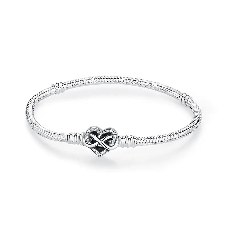Original 925 Sterling Silver Bracelets Love Heart Moon Flower Butterfly Pave CZ Bracelets For Women DIY Jewelry Party Gift